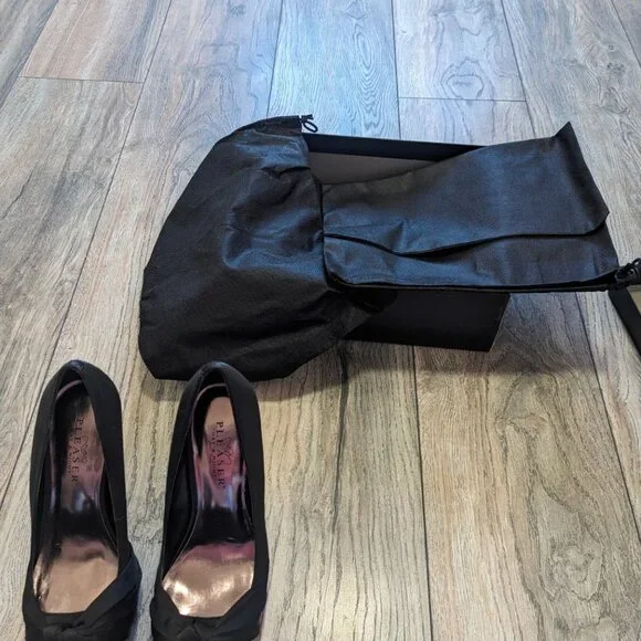 Pleaser Black Satin Heels Gorgeous 28 Platform Stiletto Pumps - Picture 6 of 8